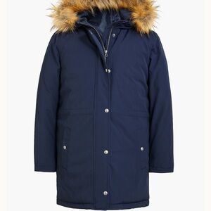J. Crew Women’s Navy Coat with Faux Fur Hood